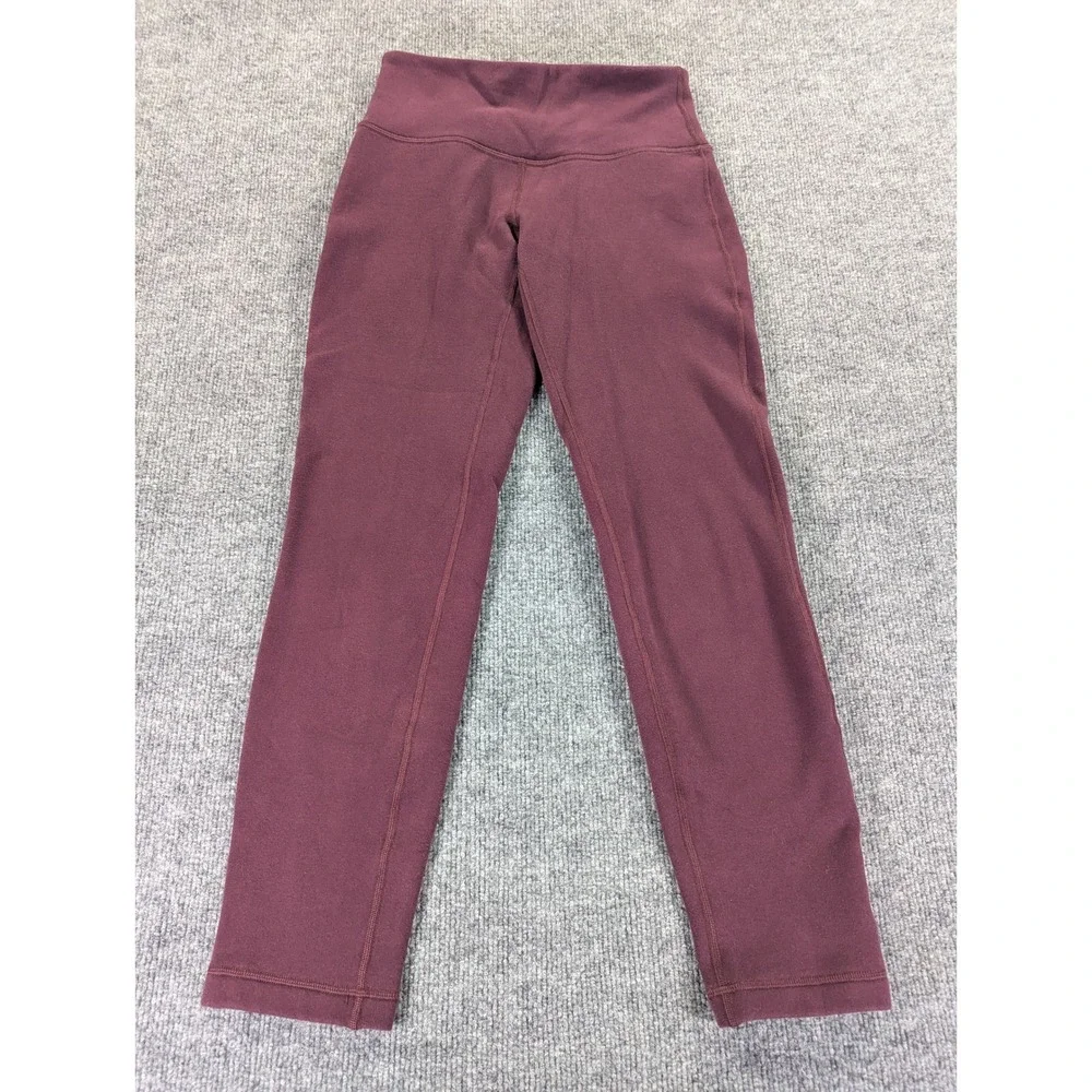 Lululemon Wonder Lounge Fleece High Rise Leggings LW5CN5S Burgundy Plum Size 4